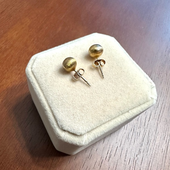 10K Yellow Gold Dome Stud Earrings - Picture 7 of 11